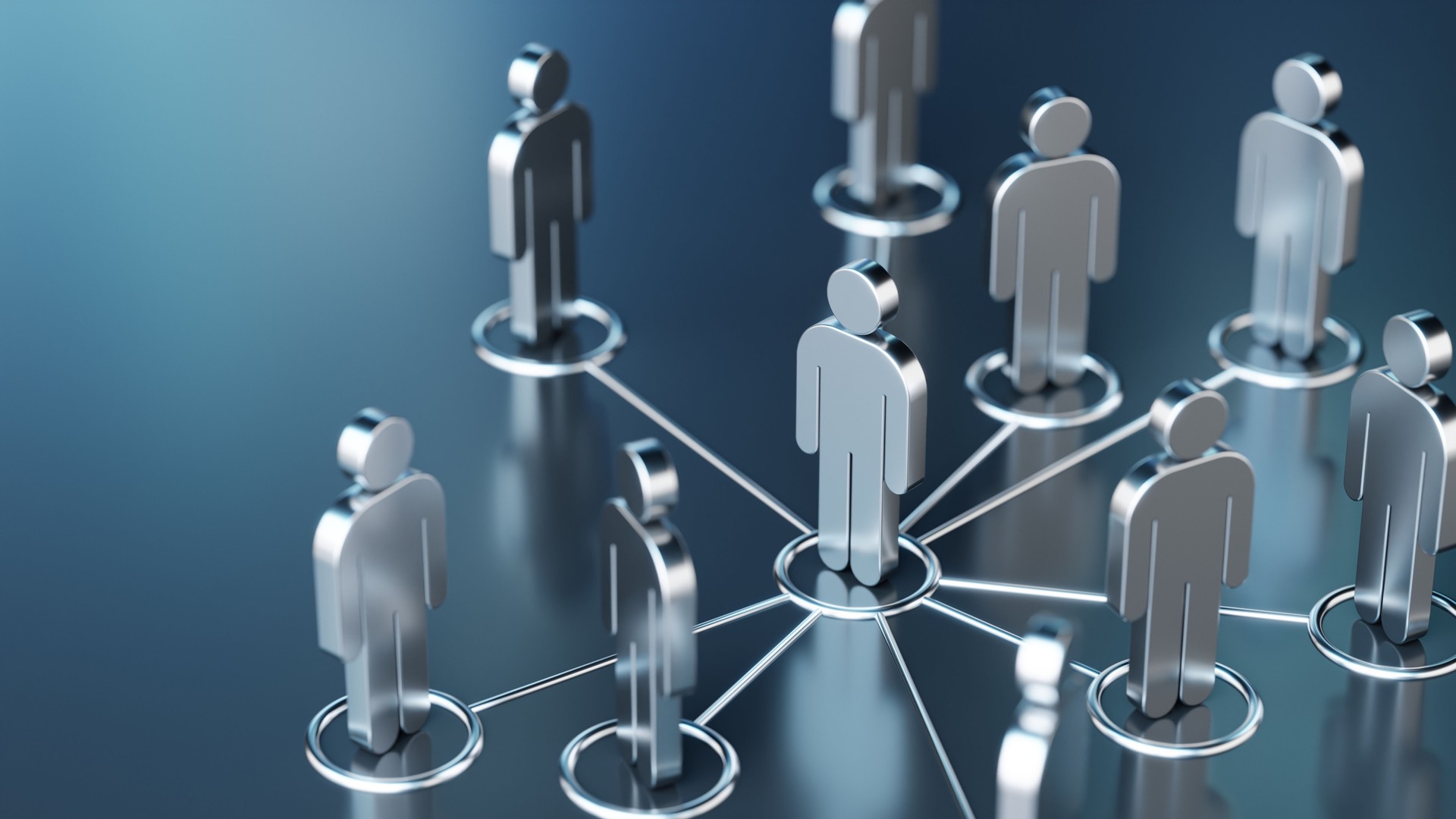 Connected Network of Figures Representing Social and Professional Relationships